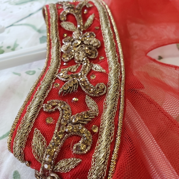 Red indo-western gown - Picture 3 of 9